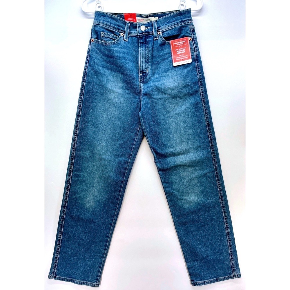 Levi High‎ Rise Straight Jeans Sz 2 W26 Light Wash NWT Western Classic Capsule
